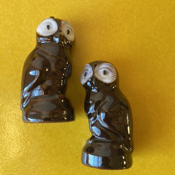 Vintage MCM Japan 2 sets of salt and pepper shakers owl figurines and trees - Picture 7 of 13